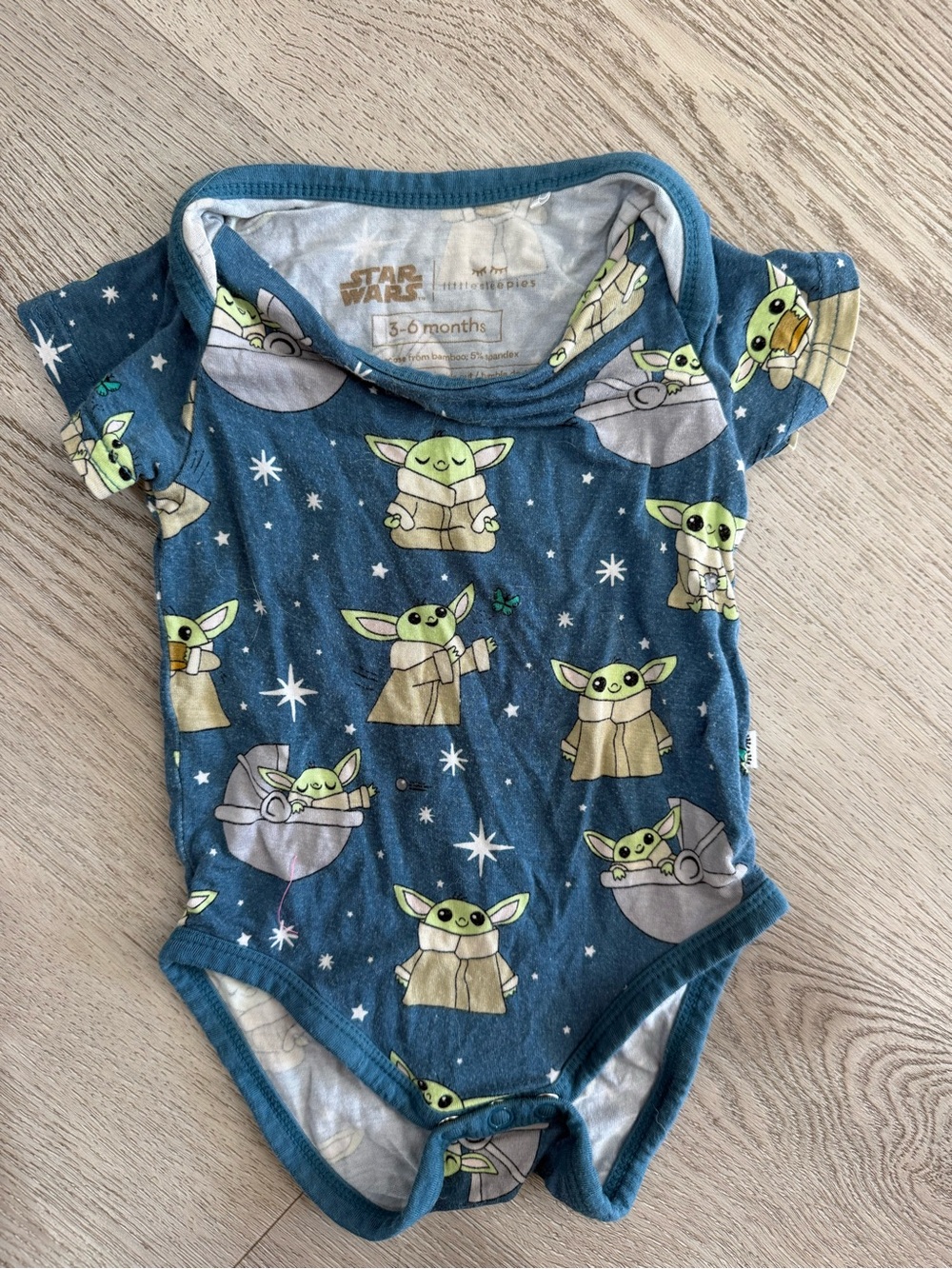 Little Sleepies Play 3-6mo Star Wars Baby Grogu Blue One-Piece Bodysuit